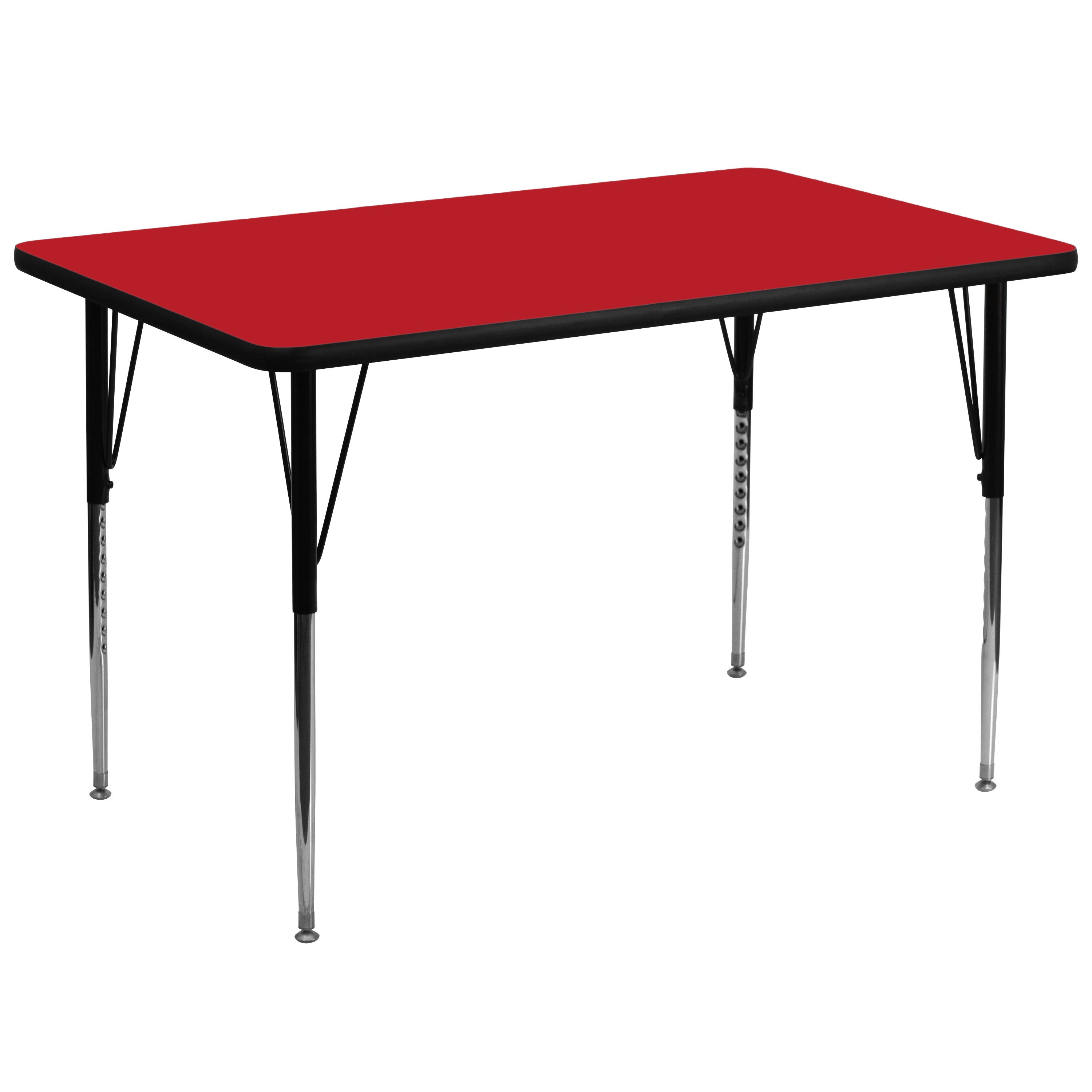 Wren 36''W x 72''L Rectangular Red HP Laminate Activity Table - Standard Height Adjustable Legs