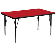 Wren 36''W x 72''L Rectangular Red HP Laminate Activity Table - Height Adjustable Short Legs