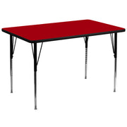 Wren 36''W x 72''L Rectangular Red Thermal Laminate Activity Table - Standard Height Adjustable Legs