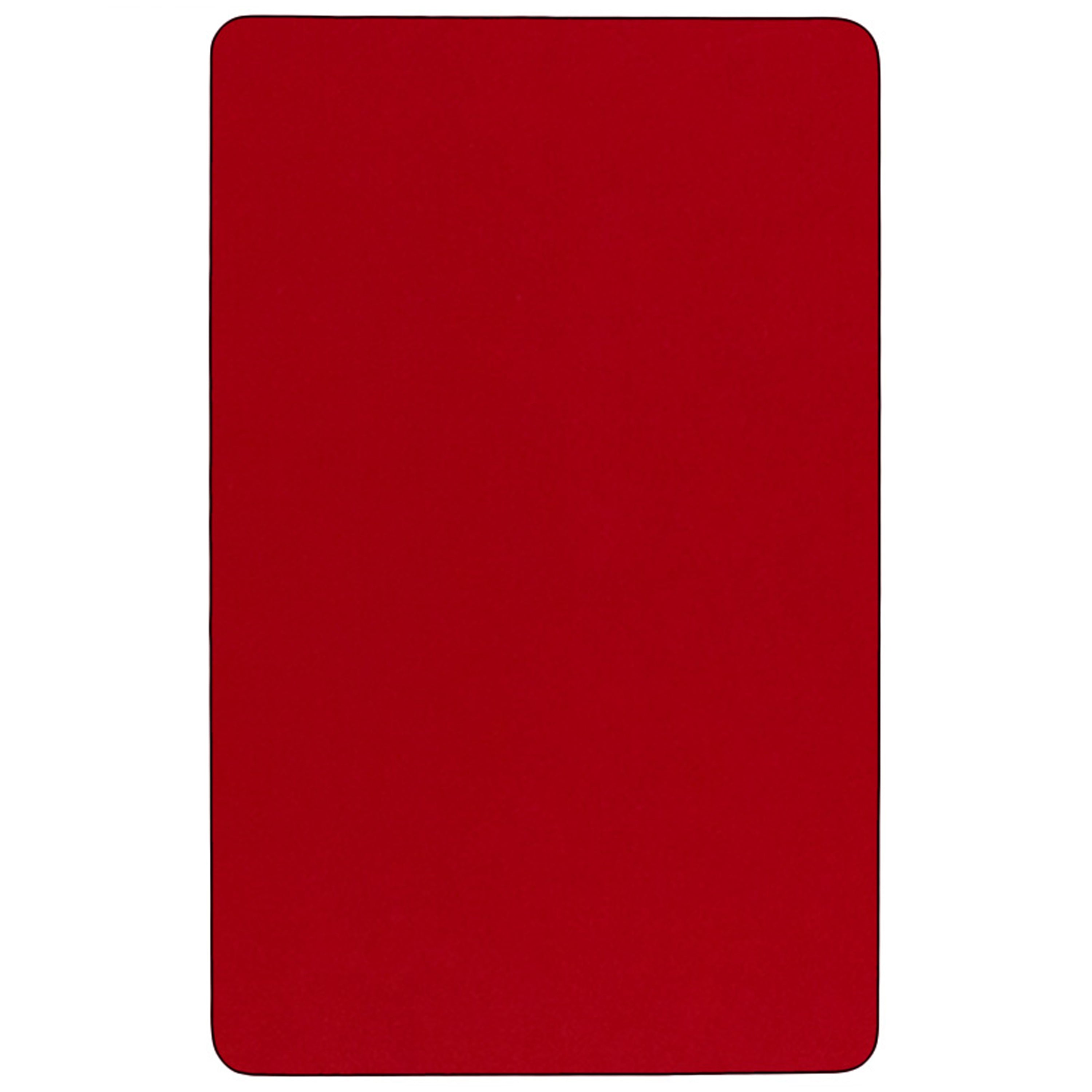 Wren Mobile 36''W x 72''L Rectangular Red Thermal Laminate Activity Table - Height Adjustable Short Legs