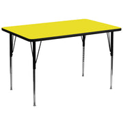 Wren 36''W x 72''L Rectangular Yellow HP Laminate Activity Table - Standard Height Adjustable Legs