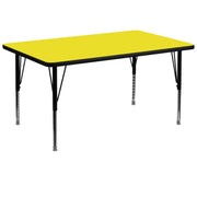 Wren 36''W x 72''L Rectangular Yellow HP Laminate Activity Table - Height Adjustable Short Legs