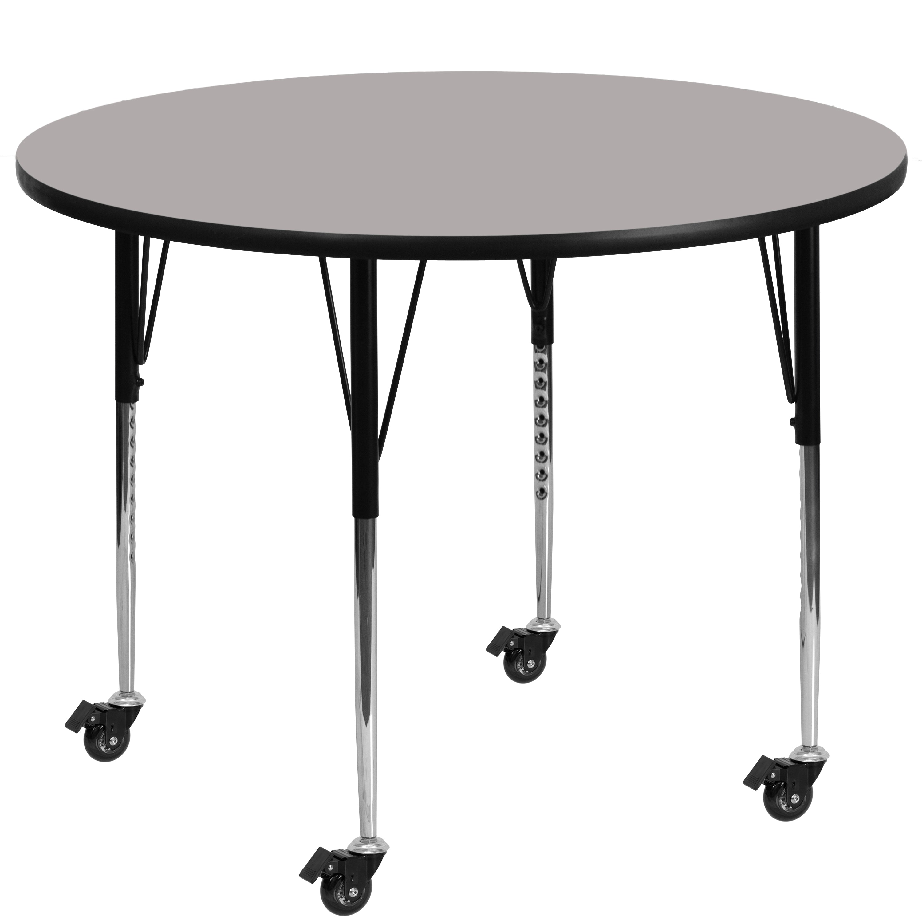 Wren Mobile 42'' Round Grey HP Laminate Activity Table - Standard Height Adjustable Legs