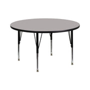 Wren 42'' Round Grey HP Laminate Activity Table - Height Adjustable Short Legs