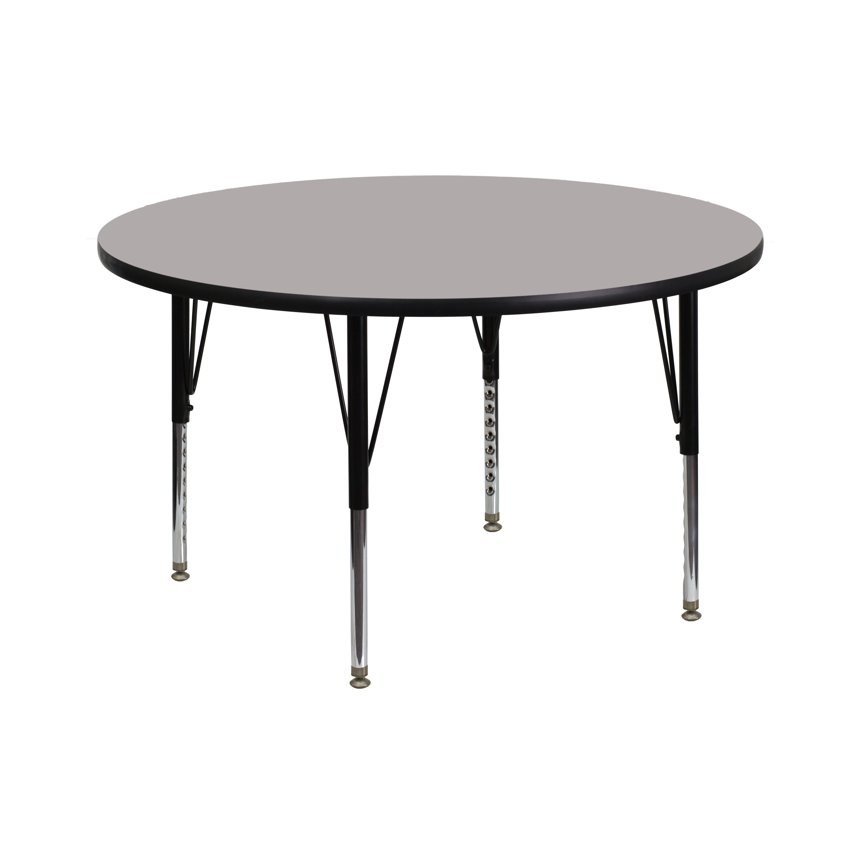 Wren 42'' Round Grey HP Laminate Activity Table - Height Adjustable Short Legs