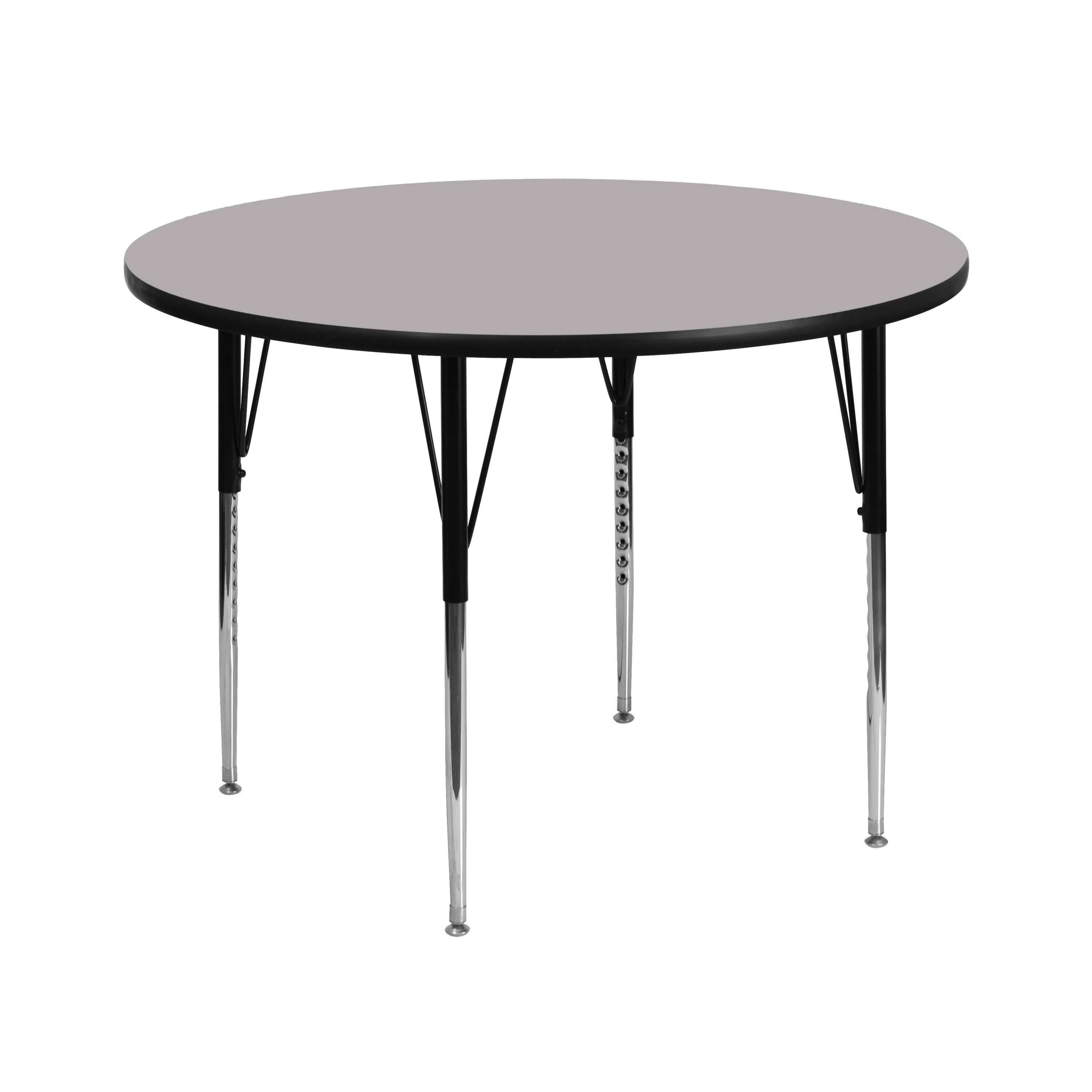 Wren 42'' Round Grey Thermal Laminate Activity Table - Standard Height Adjustable Legs