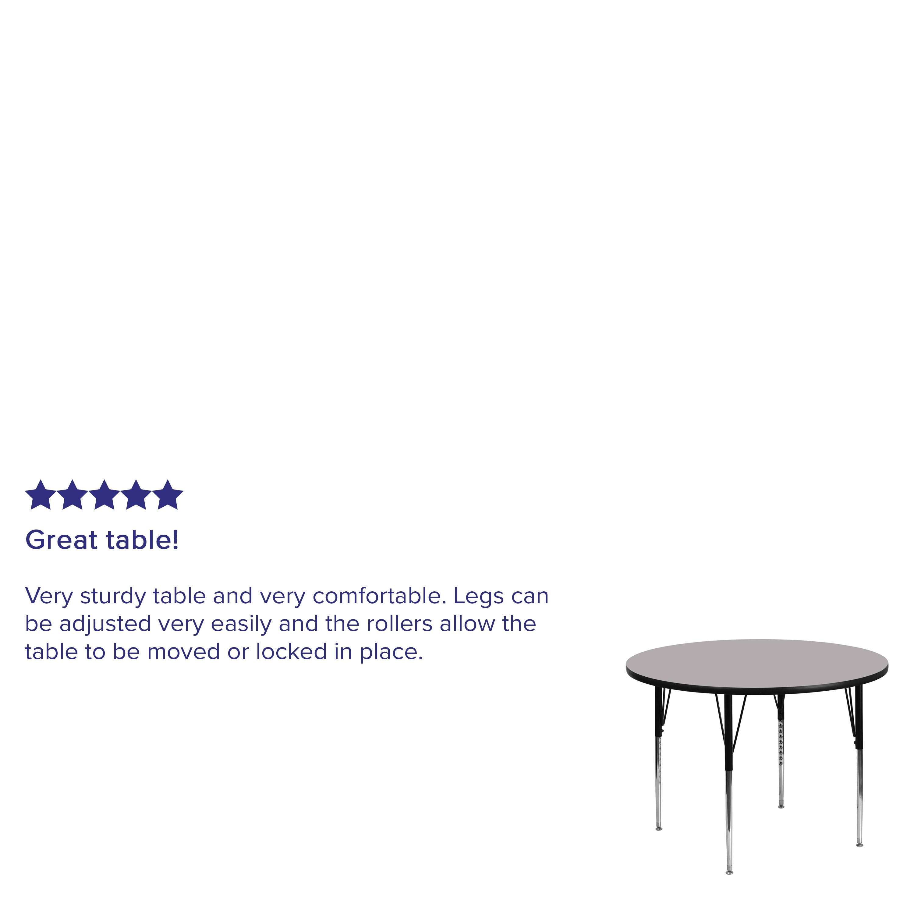Wren 42'' Round Grey Thermal Laminate Activity Table - Standard Height Adjustable Legs