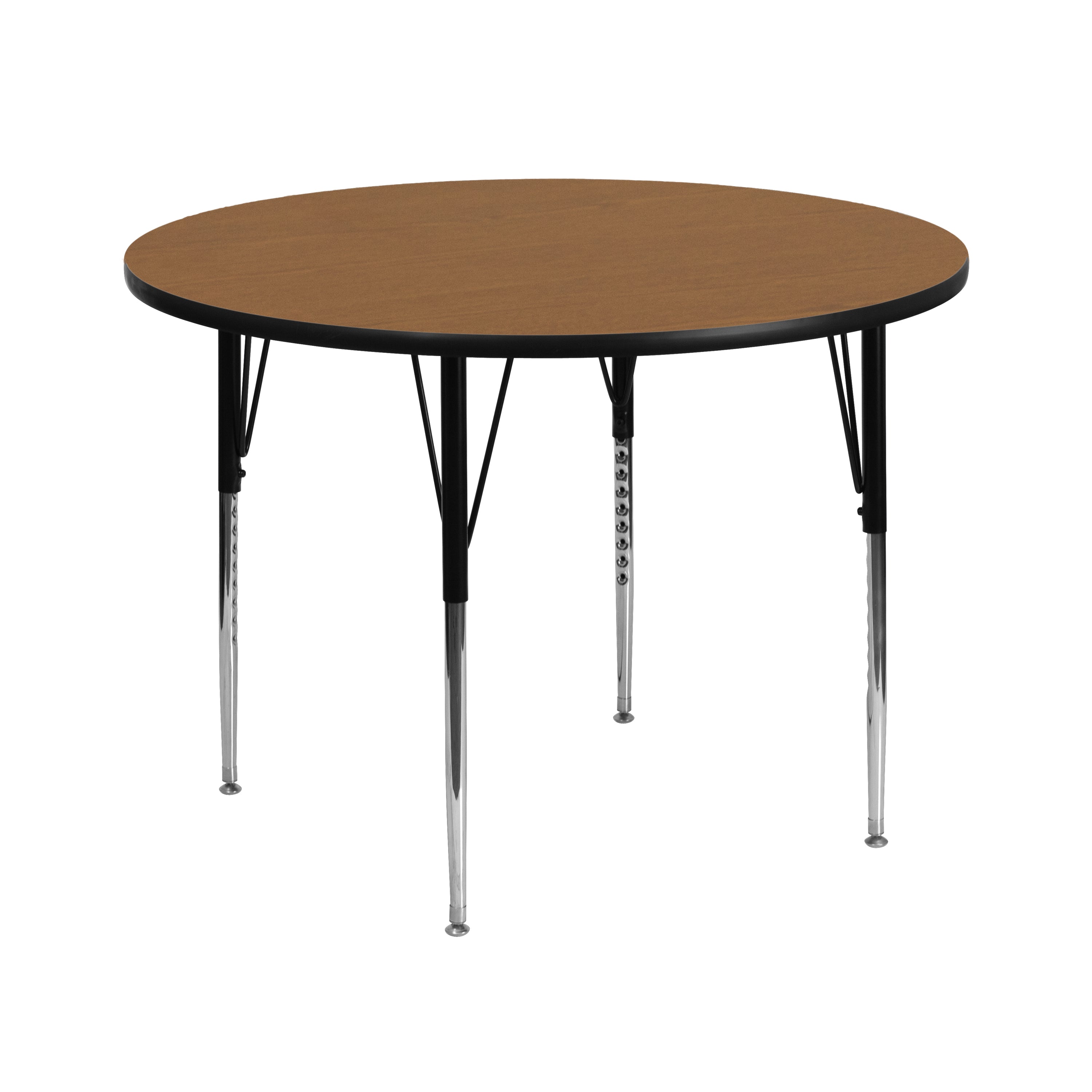 Wren 42'' Round Oak Thermal Laminate Activity Table - Standard Height Adjustable Legs