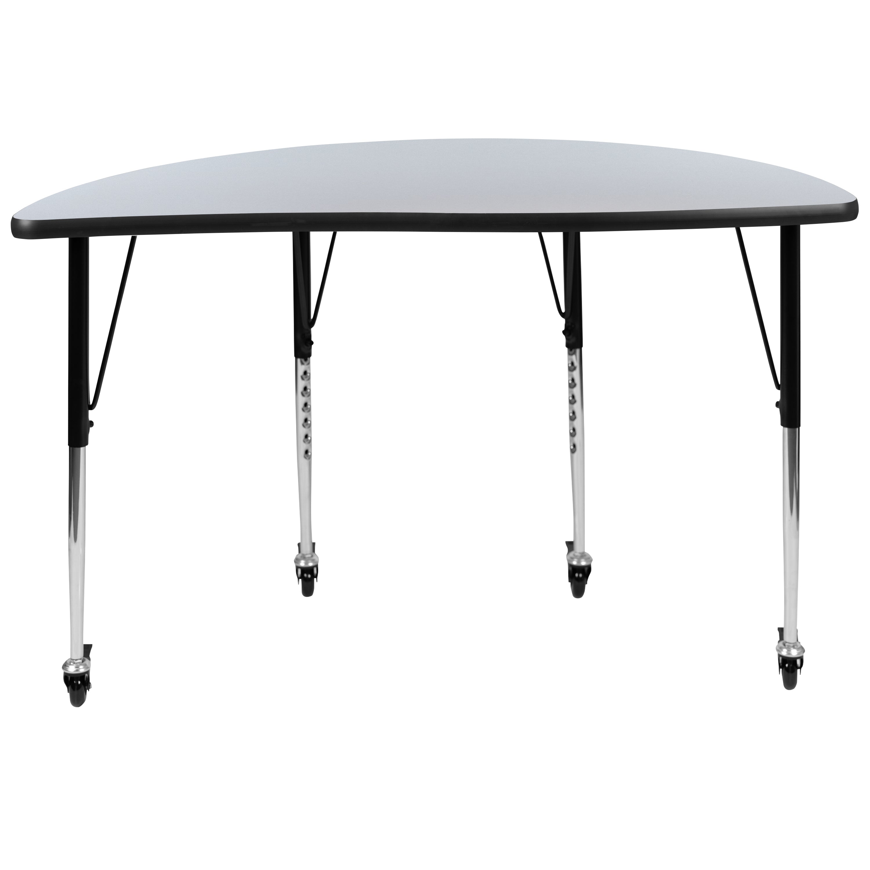 Wren Mobile 47.5" Half Circle Wave Flexible Collaborative Grey Laminate Activity Table - Standard Height Adjustable Legs