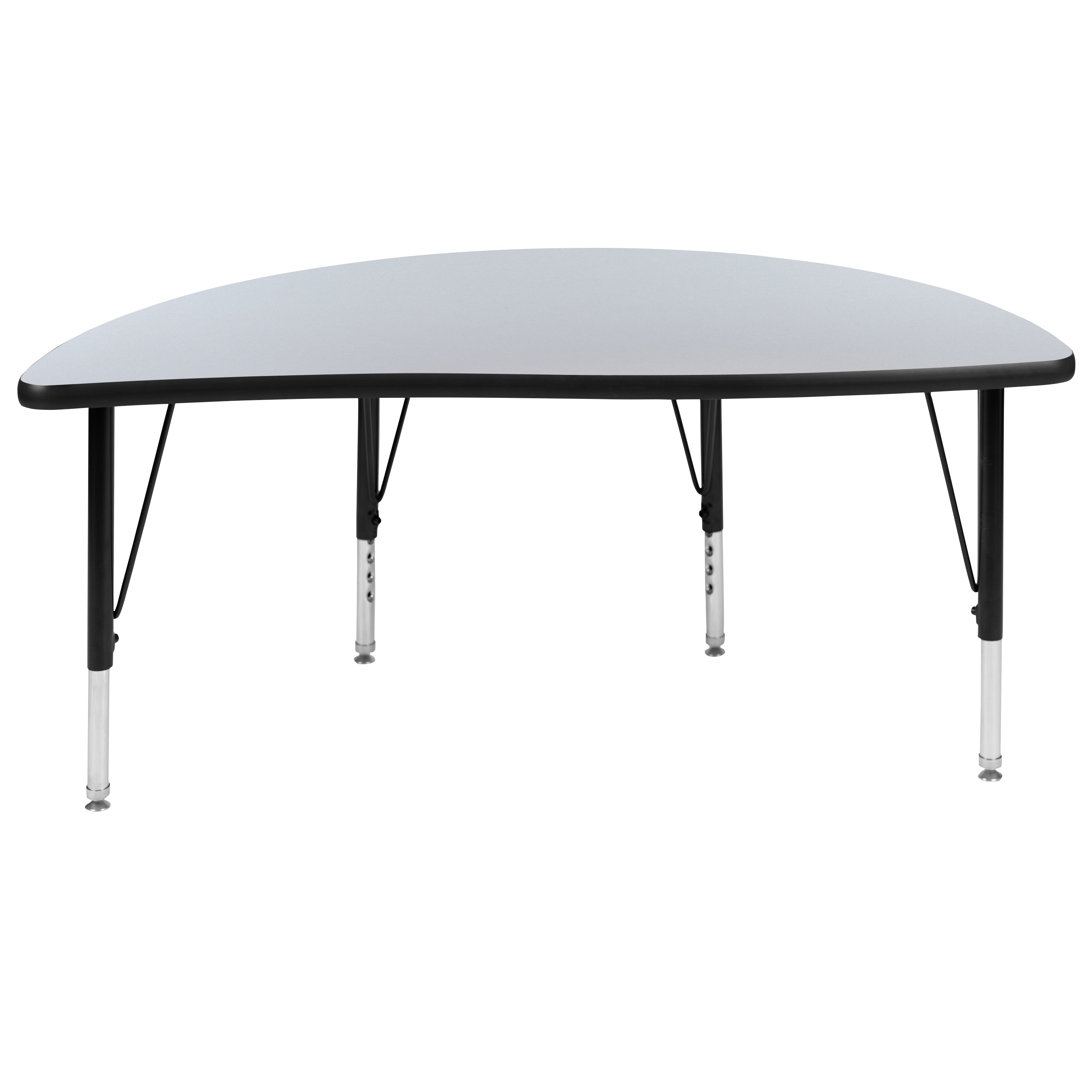 Wren 47.5" Half Circle Wave Flexible Collaborative Grey Thermal Laminate Activity Table - Height Adjustable Short Legs