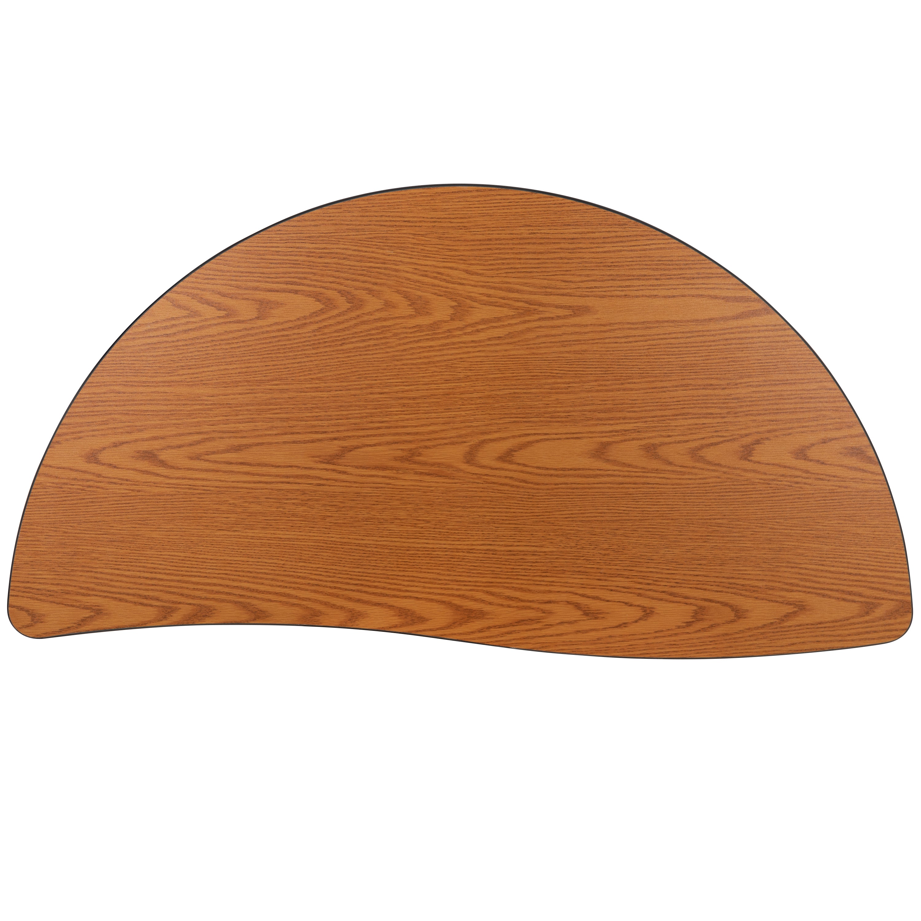 Wren Mobile 47.5" Half Circle Wave Flexible Collaborative Oak Thermal Laminate Activity Table - Height Adjust Short Legs