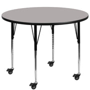 Wren Mobile 48'' Round Grey HP Laminate Activity Table - Standard Height Adjustable Legs