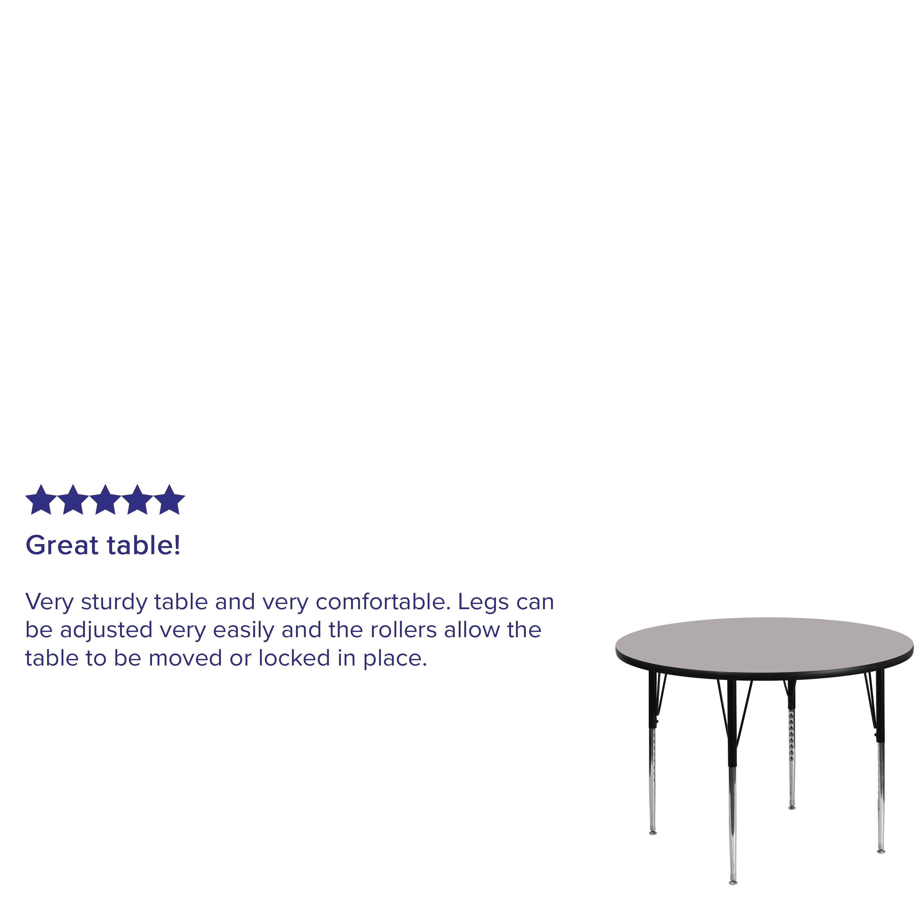Wren 48'' Round Grey HP Laminate Activity Table - Standard Height Adjustable Legs