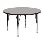 Wren 48'' Round Grey HP Laminate Activity Table - Height Adjustable Short Legs