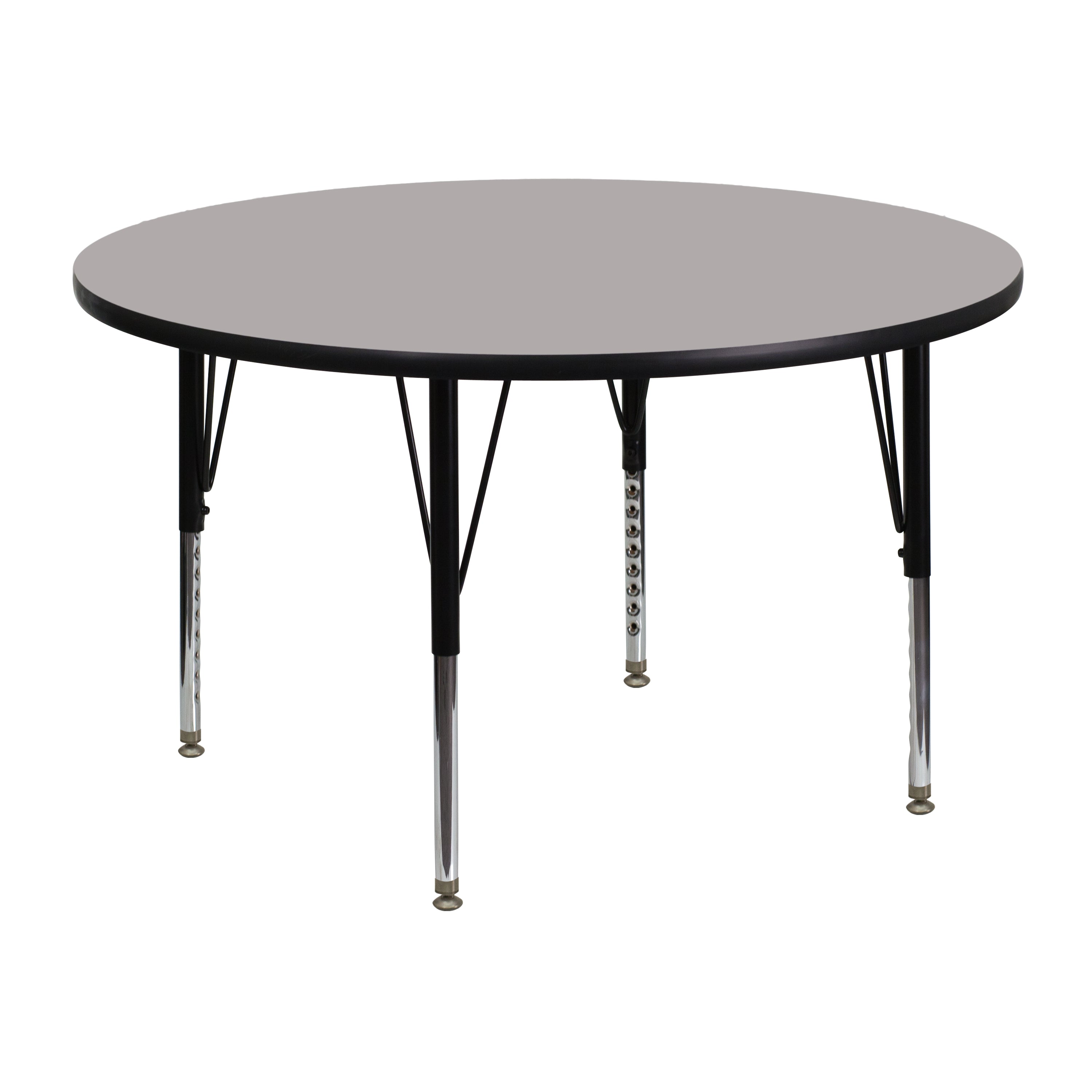 Wren 48'' Round Grey HP Laminate Activity Table - Height Adjustable Short Legs