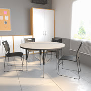 Wren 48'' Round Grey Thermal Laminate Activity Table - Standard Height Adjustable Legs