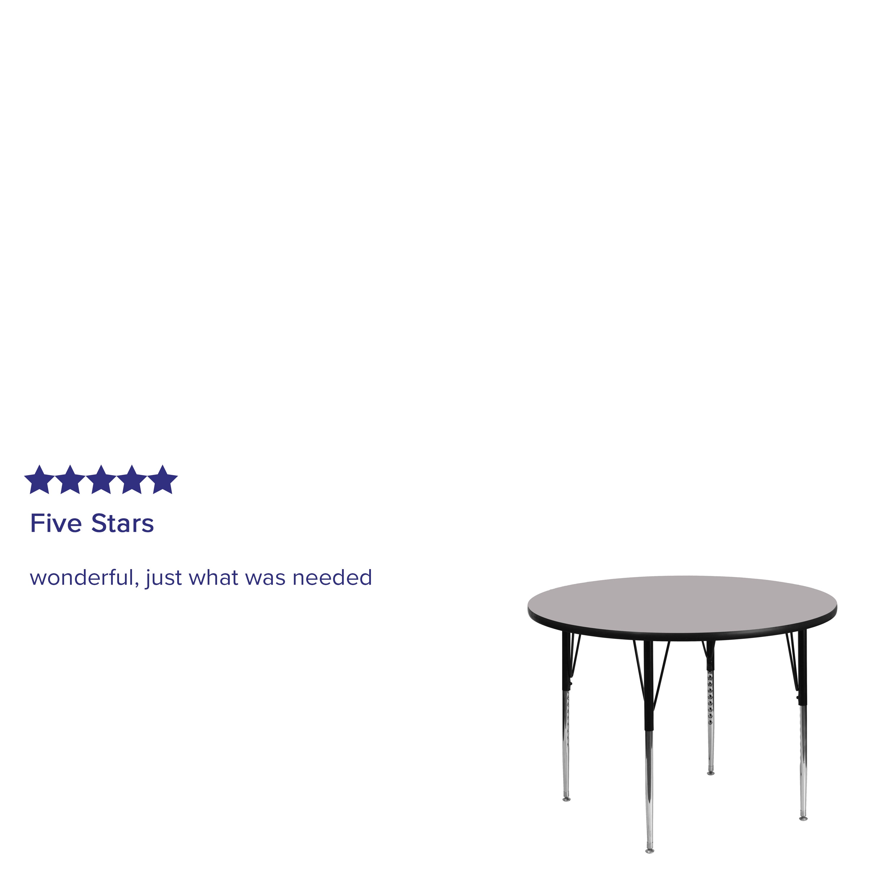 Wren 48'' Round Grey Thermal Laminate Activity Table - Standard Height Adjustable Legs