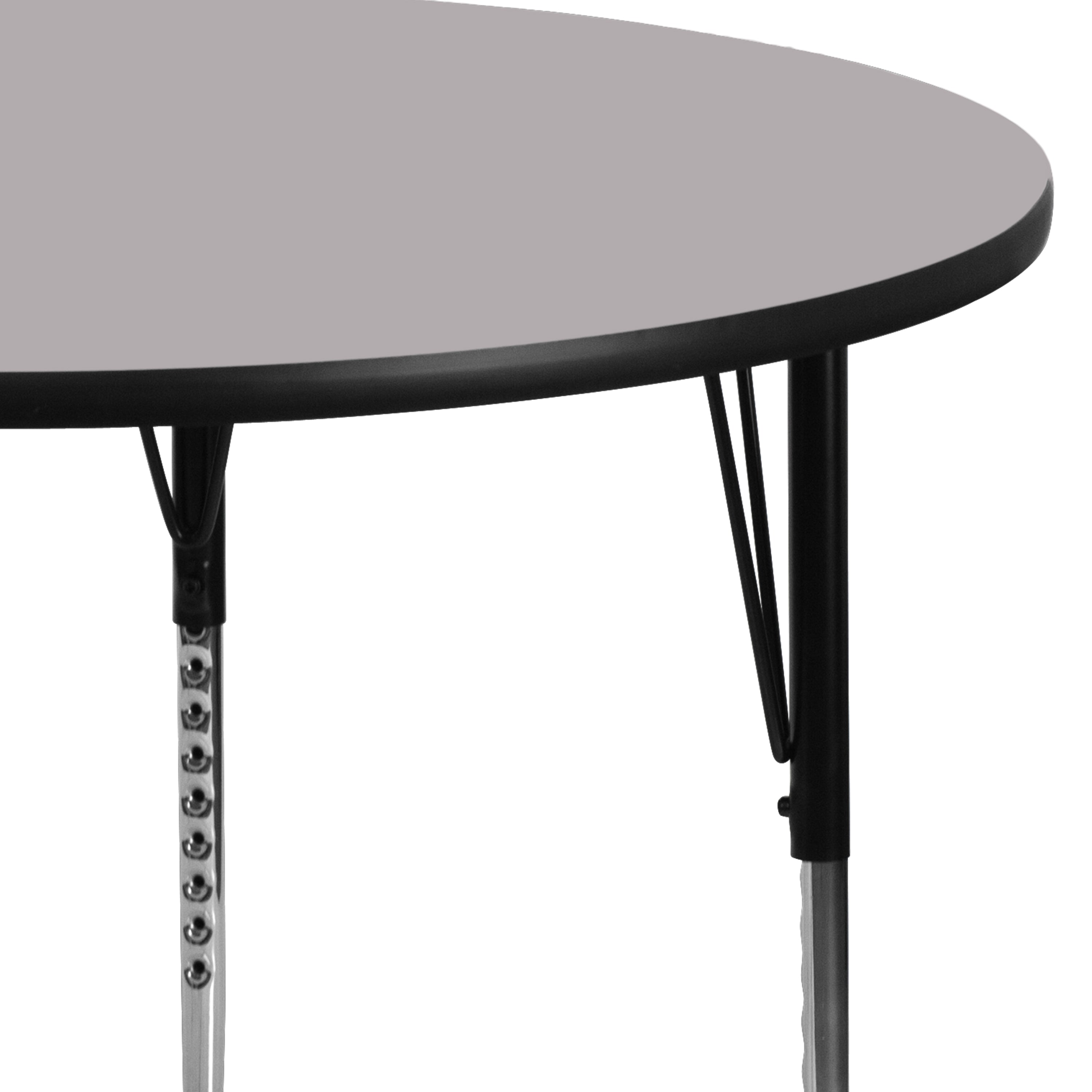 Wren 48'' Round Grey Thermal Laminate Activity Table - Standard Height Adjustable Legs