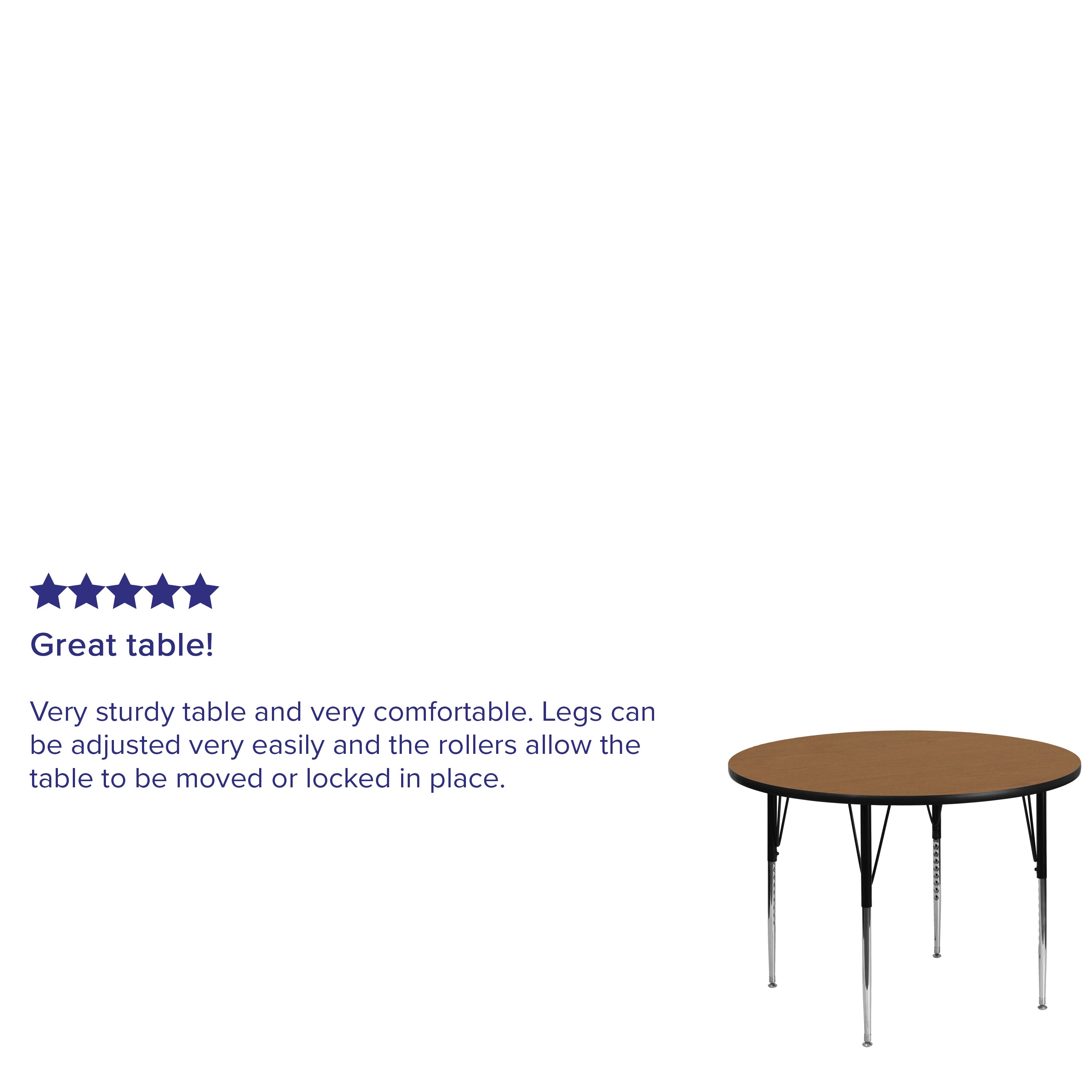 Wren 48'' Round Oak Thermal Laminate Activity Table - Standard Height Adjustable Legs