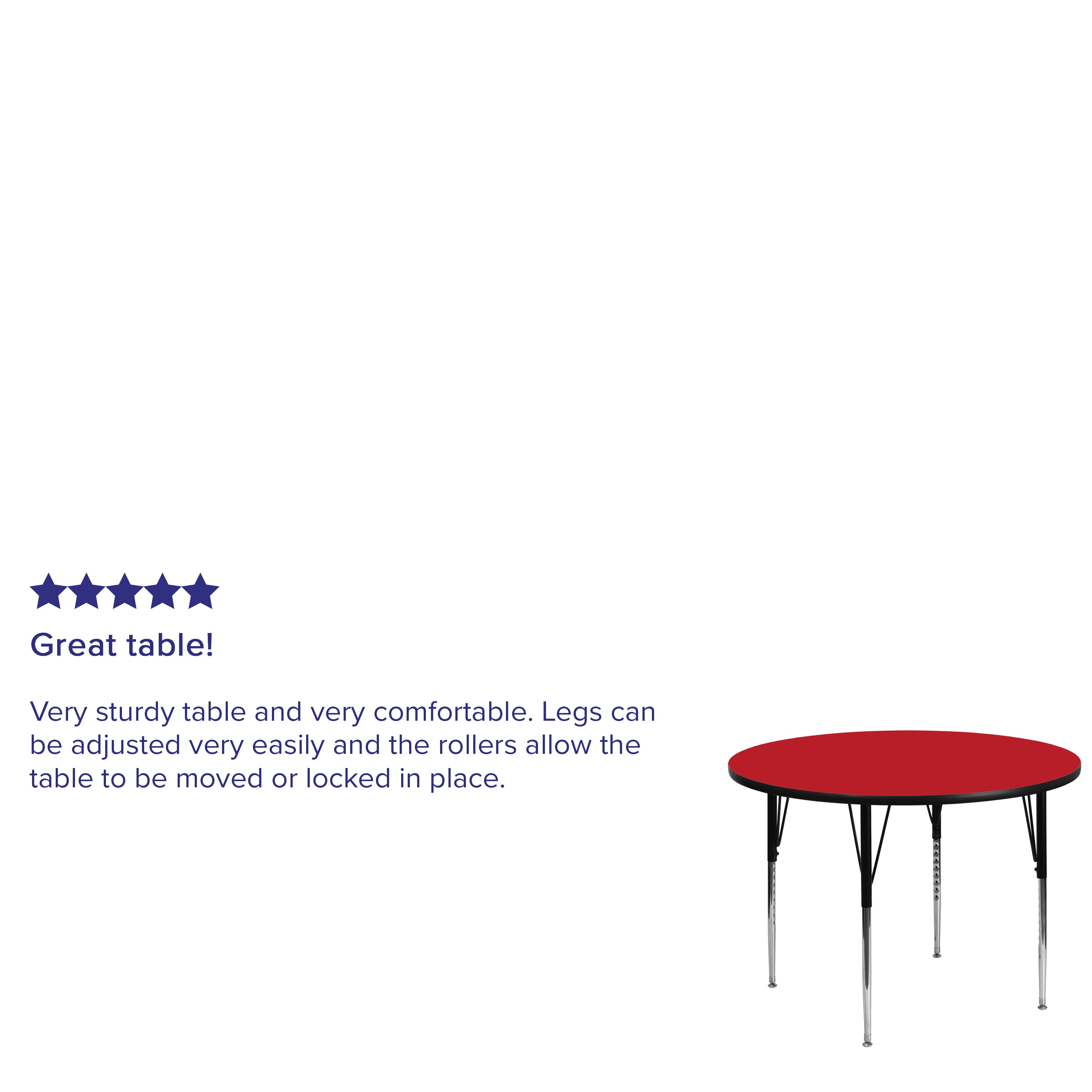 Wren 48'' Round Red HP Laminate Activity Table - Standard Height Adjustable Legs