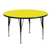Wren 48'' Round Yellow HP Laminate Activity Table - Height Adjustable Short Legs