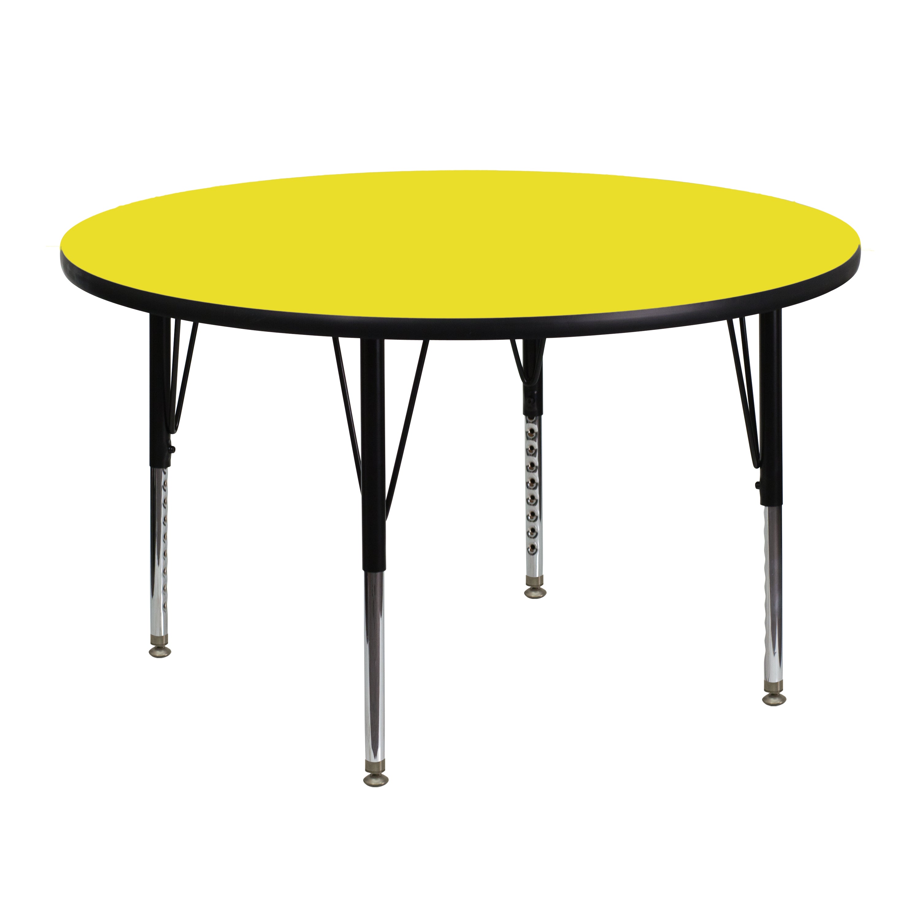 Wren 48'' Round Yellow HP Laminate Activity Table - Height Adjustable Short Legs