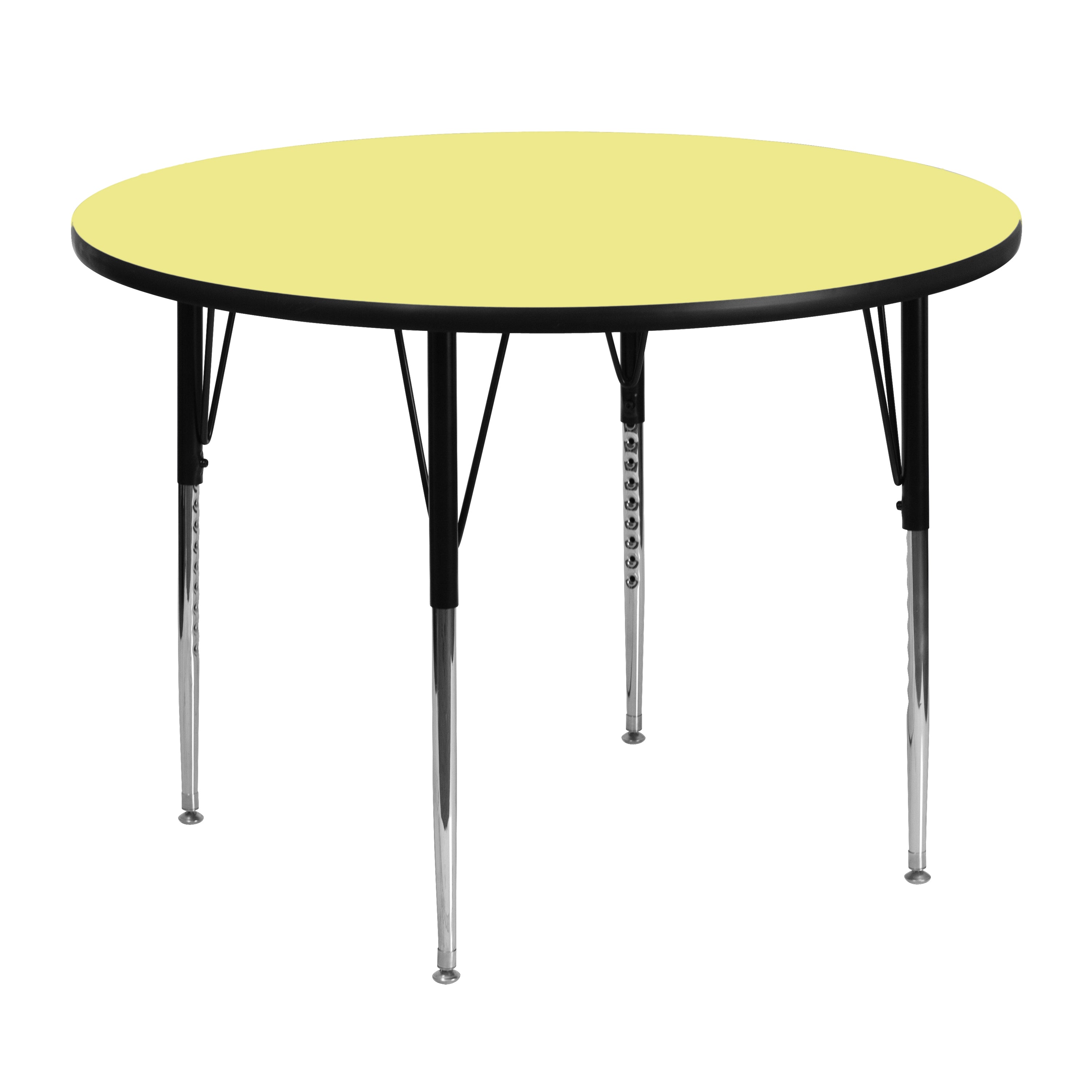Wren 48'' Round Yellow Thermal Laminate Activity Table - Standard Height Adjustable Legs