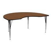 Wren 48''W x 72''L Kidney Oak HP Laminate Activity Table - Standard Height Adjustable Legs