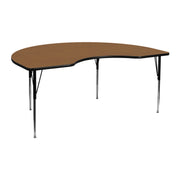 Wren 48''W x 72''L Kidney Oak Thermal Laminate Activity Table - Standard Height Adjustable Legs