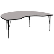 Wren 48''W x 96''L Kidney Grey HP Laminate Activity Table - Height Adjustable Short Legs