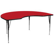 Wren 48''W x 96''L Kidney Red HP Laminate Activity Table - Standard Height Adjustable Legs