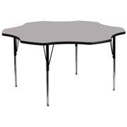 Wren 60'' Flower Grey Thermal Laminate Activity Table - Standard Height Adjustable Legs