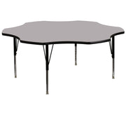Wren 60'' Flower Grey Thermal Laminate Activity Table - Height Adjustable Short Legs