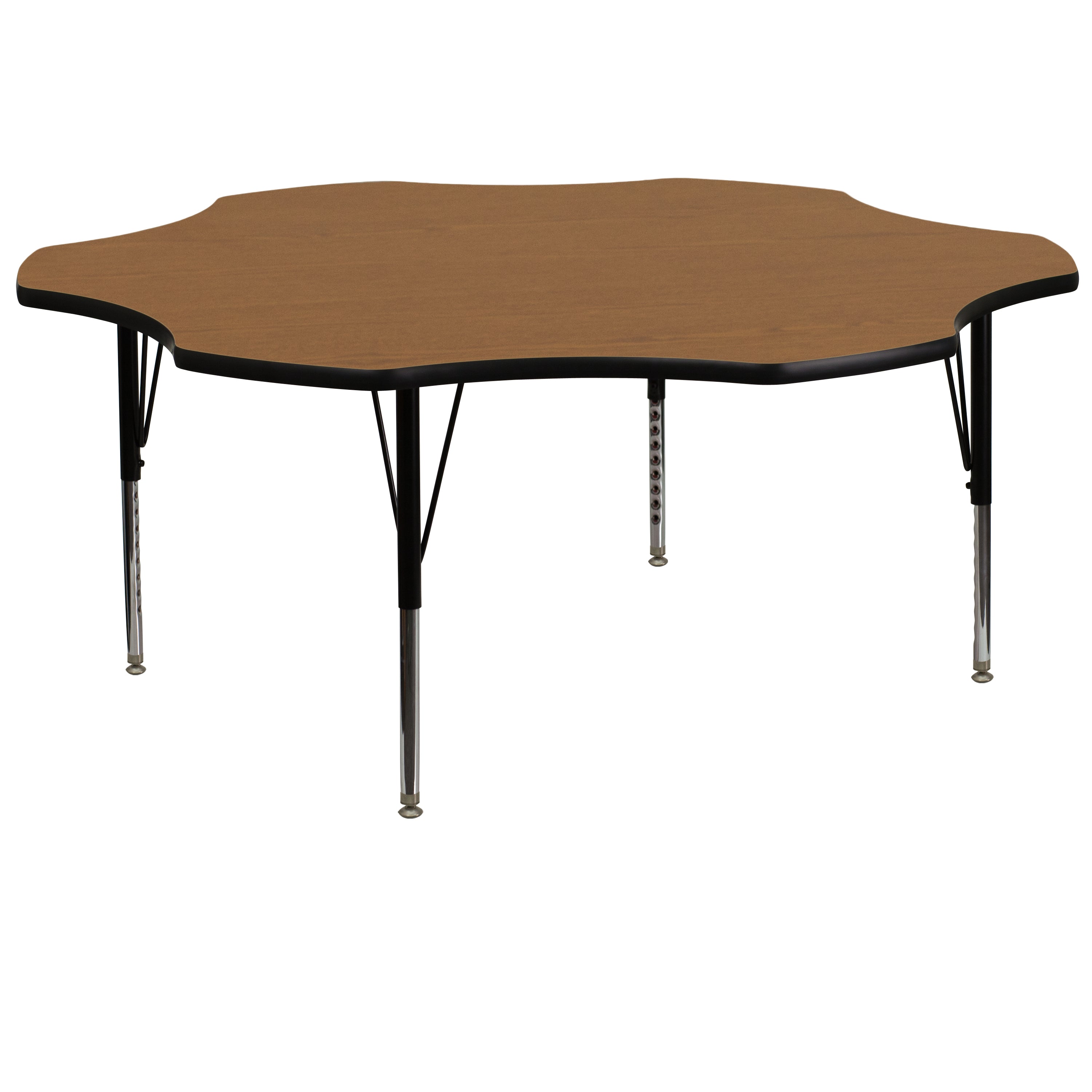 Wren 60'' Flower Oak Thermal Laminate Activity Table - Height Adjustable Short Legs