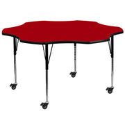 Wren Mobile 60'' Flower Red Thermal Laminate Activity Table - Standard Height Adjustable Legs