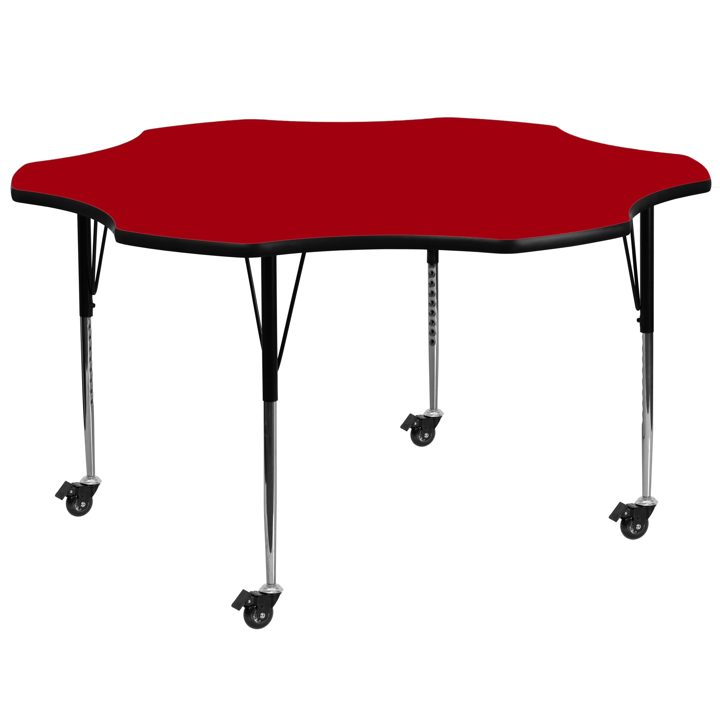 Wren Mobile 60'' Flower Red Thermal Laminate Activity Table - Standard Height Adjustable Legs
