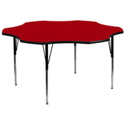 Wren 60'' Flower Red Thermal Laminate Activity Table - Standard Height Adjustable Legs