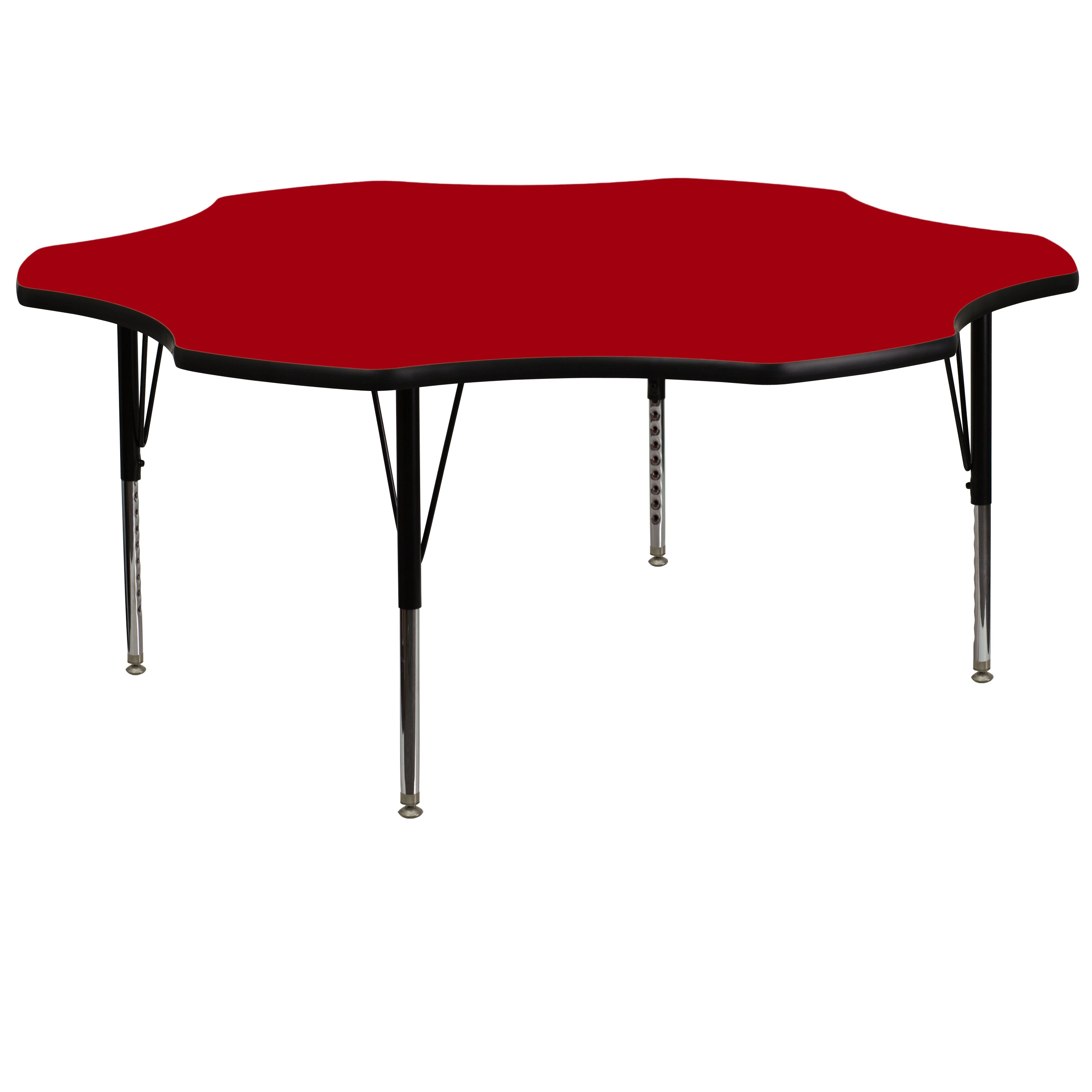 Wren 60'' Flower Red Thermal Laminate Activity Table - Height Adjustable Short Legs