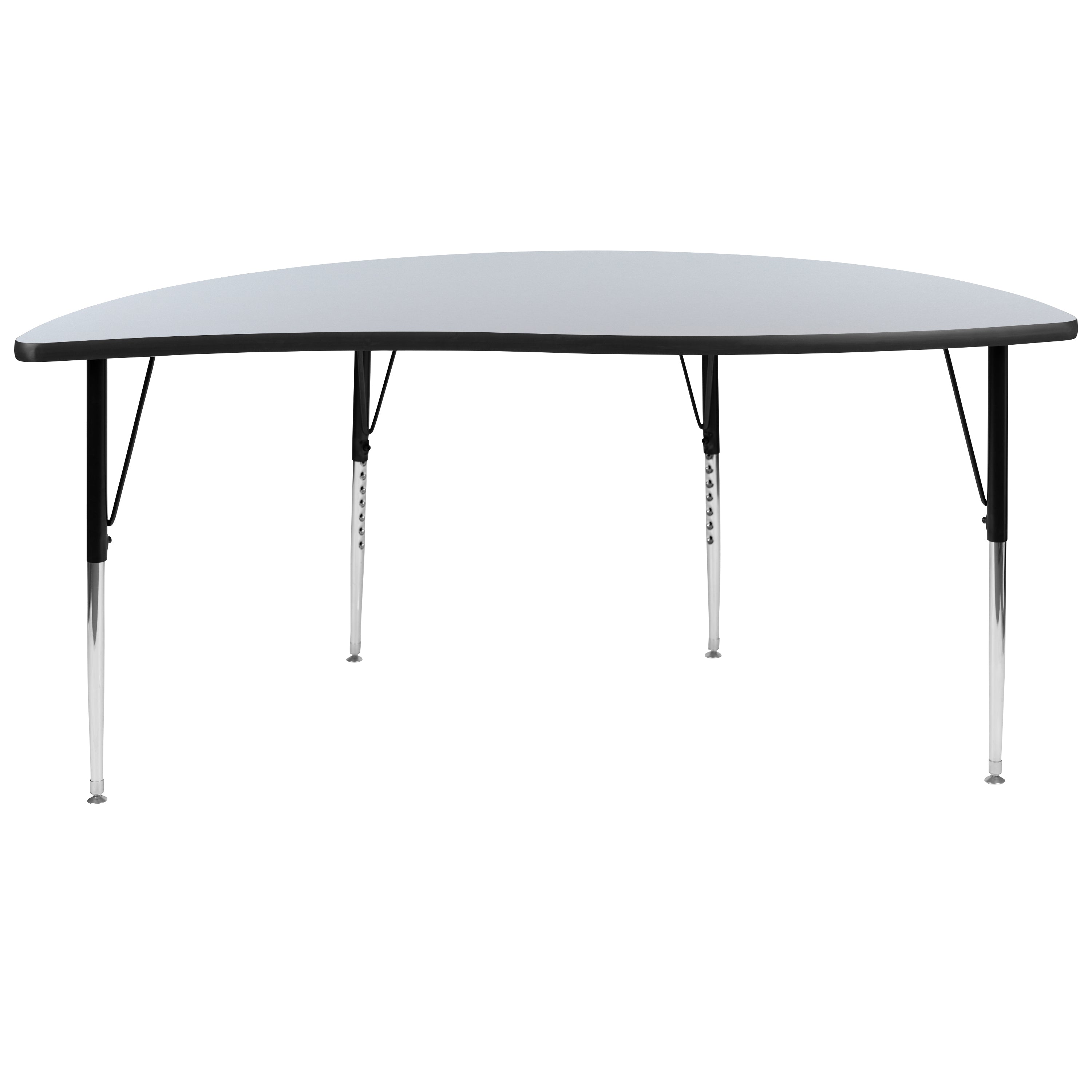 Wren 60" Half Circle Wave Flexible Collaborative Grey Thermal Laminate Activity Table - Standard Height Adjustable Legs