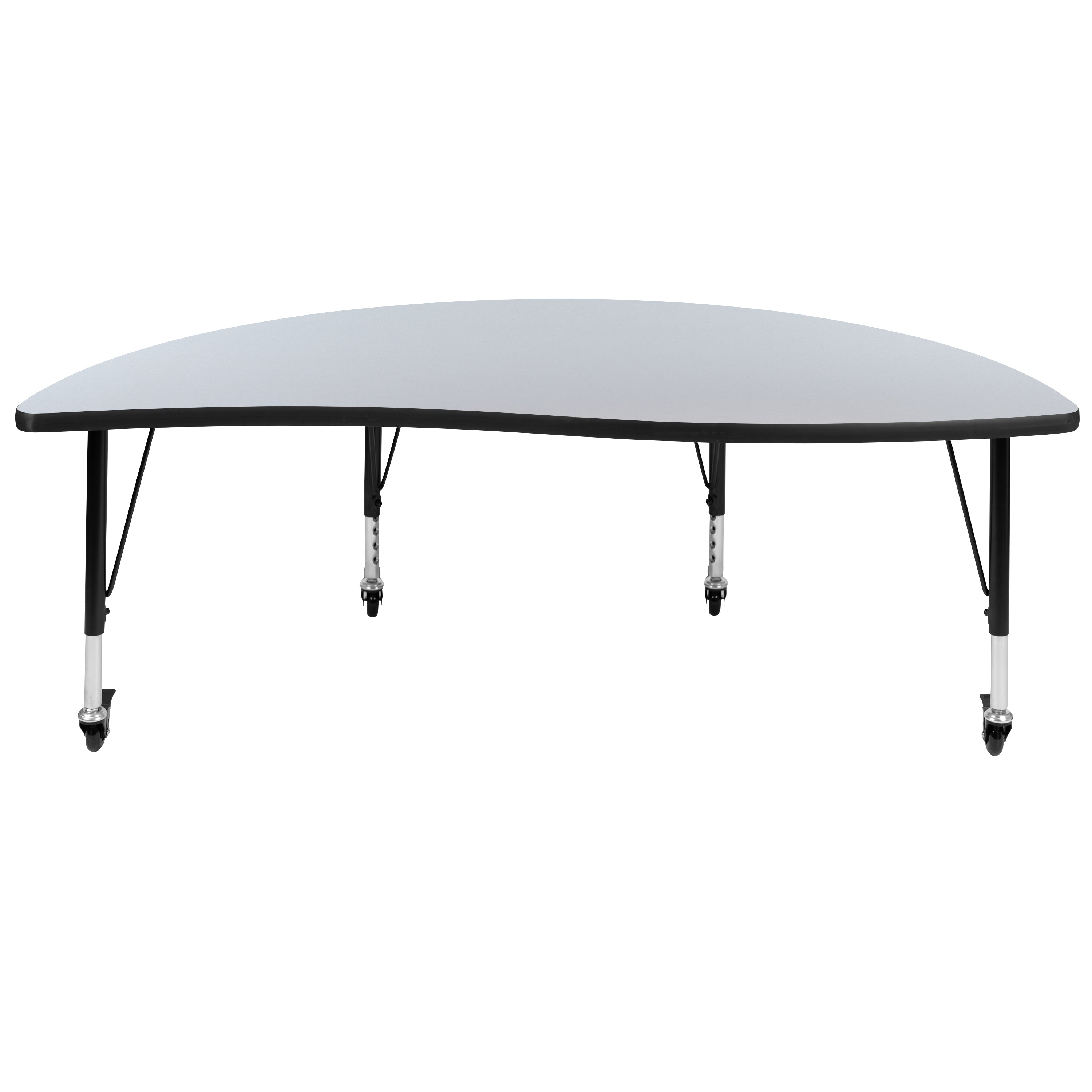 Wren Mobile 60" Half Circle Wave Flexible Collaborative Grey Thermal Laminate Activity Table-Height Adjust Short Legs