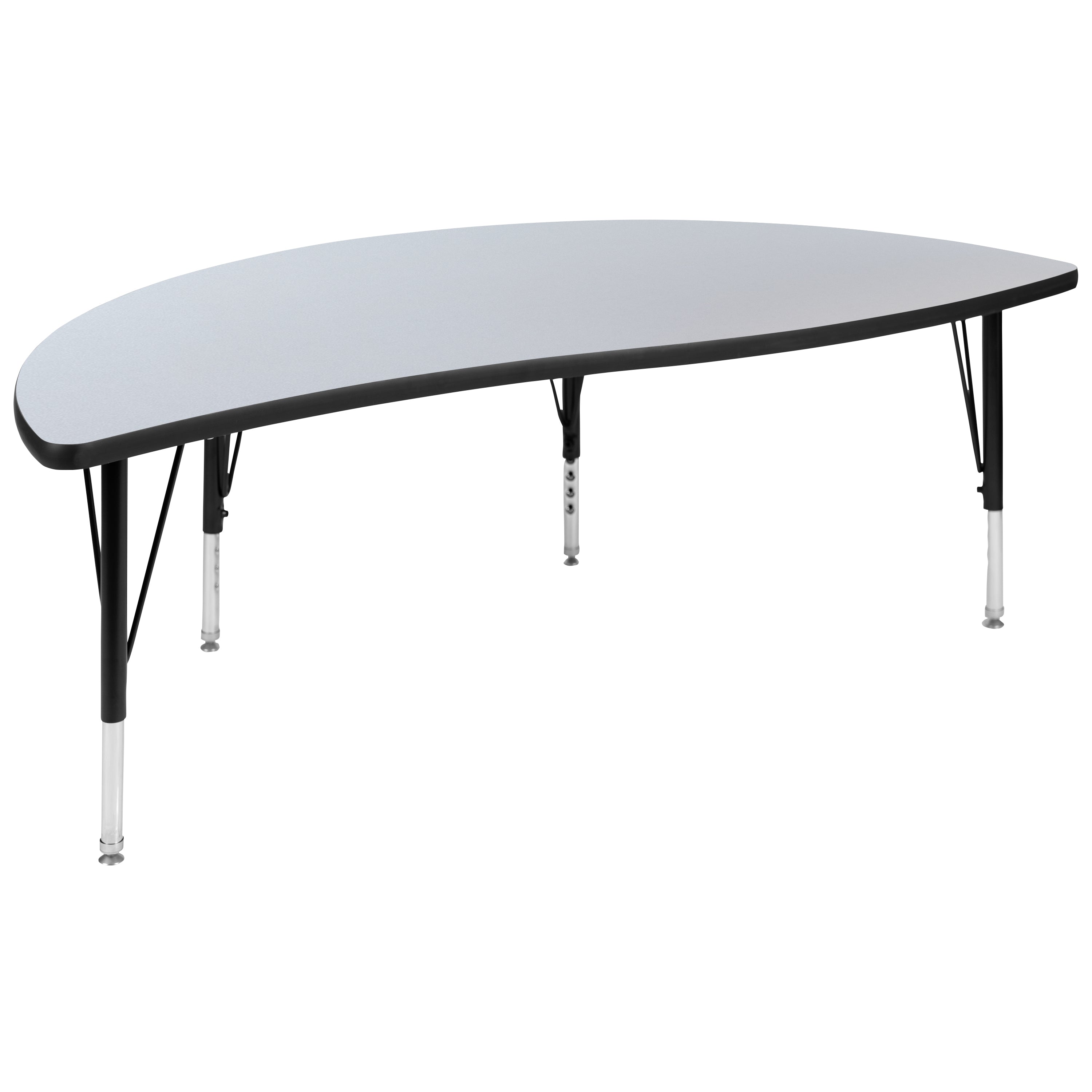 Wren 60" Half Circle Wave Flexible Collaborative Grey Thermal Laminate Activity Table - Height Adjustable Short Legs