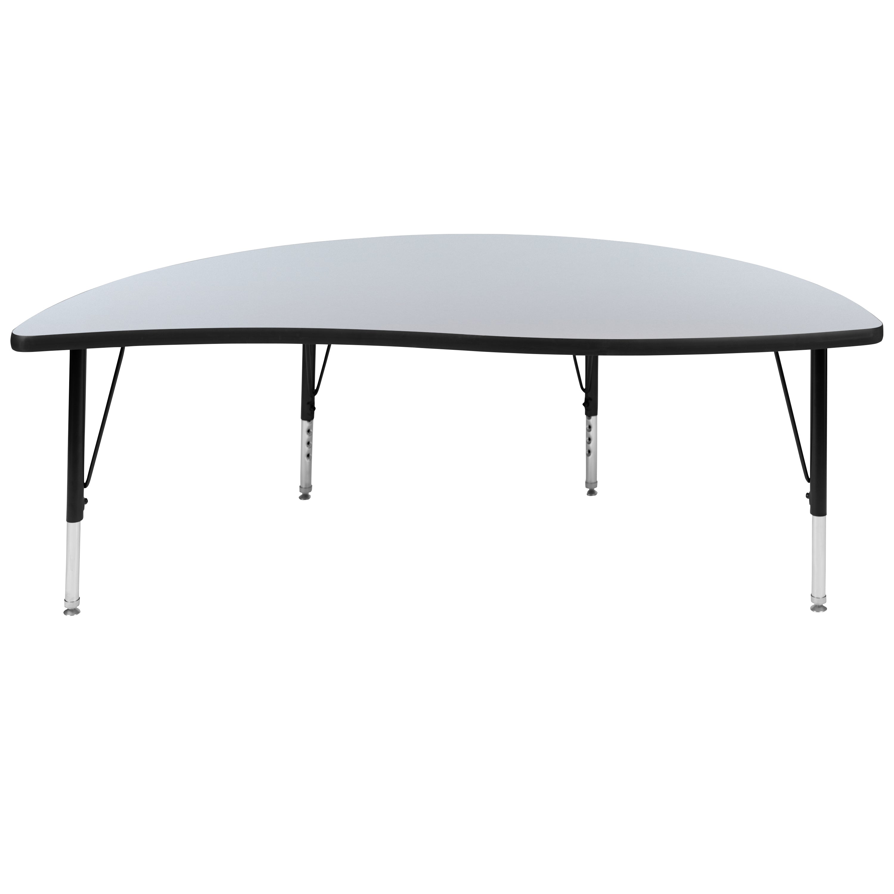 Wren 60" Half Circle Wave Flexible Collaborative Grey Thermal Laminate Activity Table - Height Adjustable Short Legs