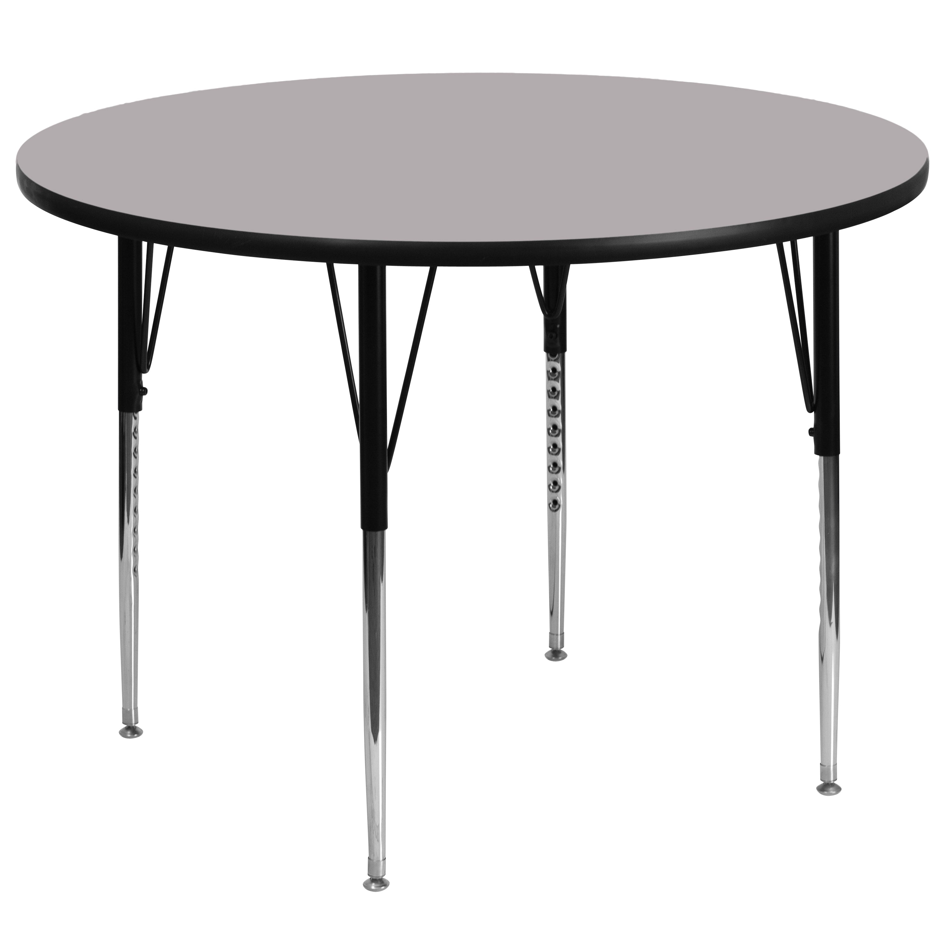 Wren 60'' Round Grey Thermal Laminate Activity Table - Standard Height Adjustable Legs