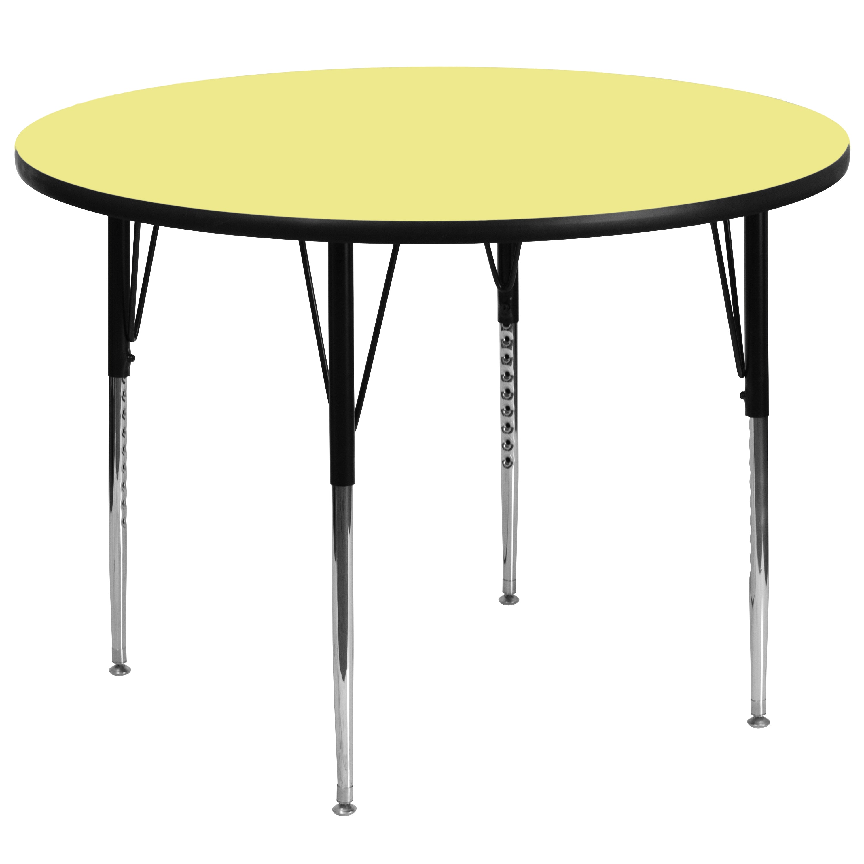 Wren 60'' Round Yellow Thermal Laminate Activity Table - Standard Height Adjustable Legs