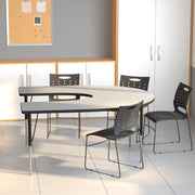 Wren 60''W x 66''L Horseshoe Grey Thermal Laminate Activity Table - Standard Height Adjustable Legs