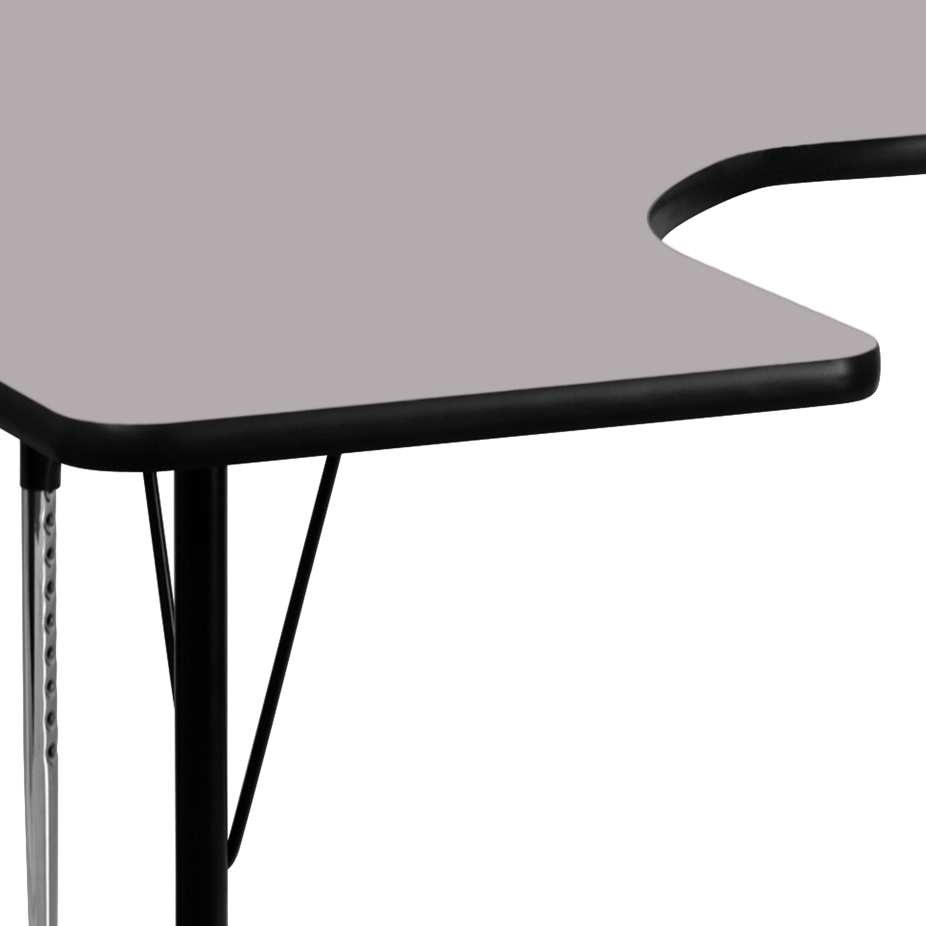 Wren 60''W x 66''L Horseshoe Grey Thermal Laminate Activity Table - Standard Height Adjustable Legs