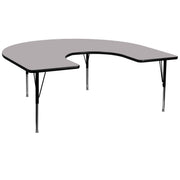 Wren 60''W x 66''L Horseshoe Grey Thermal Laminate Activity Table - Height Adjustable Short Legs