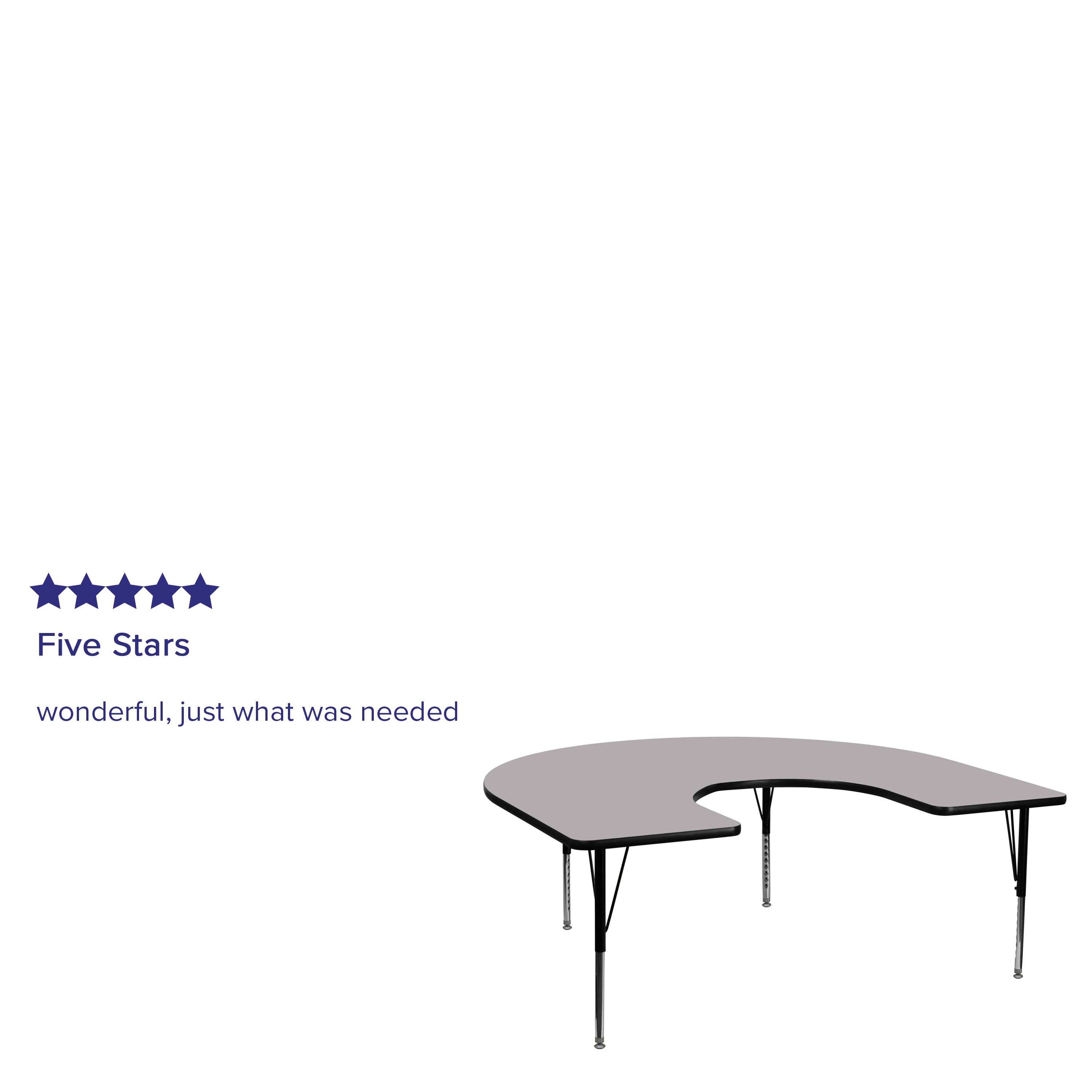 Wren 60''W x 66''L Horseshoe Grey Thermal Laminate Activity Table - Height Adjustable Short Legs