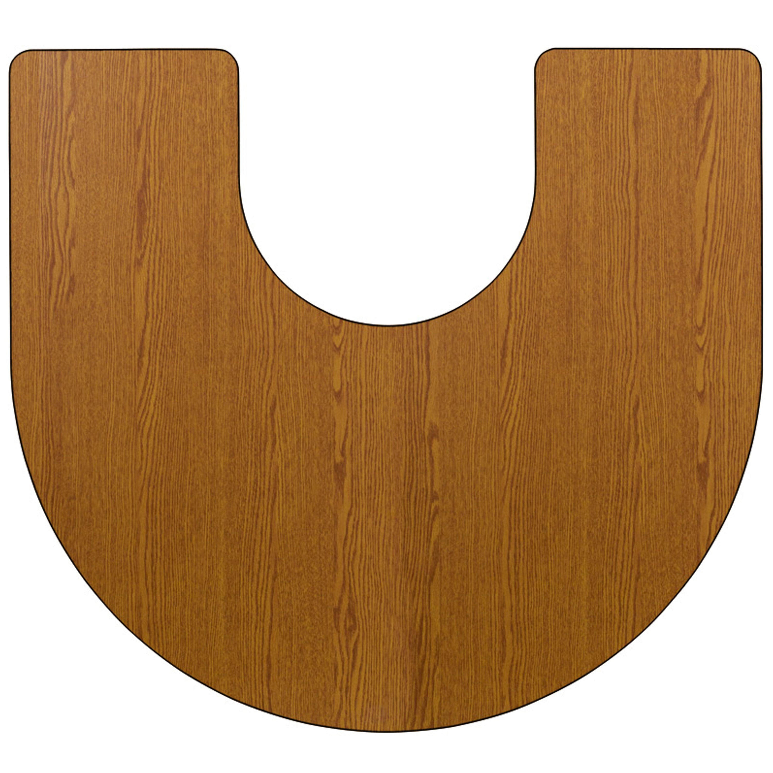 Wren 60''W x 66''L Horseshoe Oak Thermal Laminate Activity Table - Standard Height Adjustable Legs