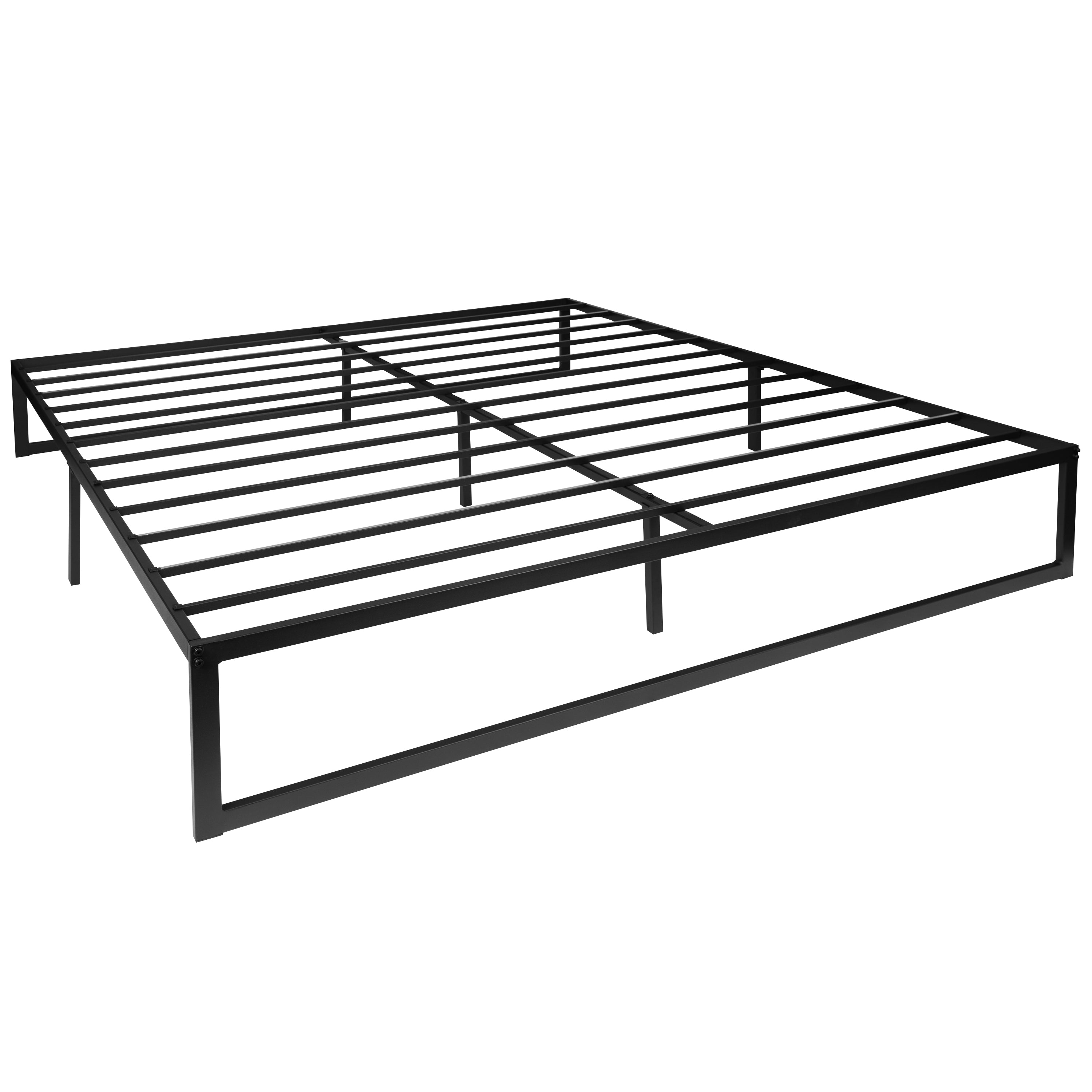 Leo 14 Inch Metal Platform Bed Frame with 10 Inch Pocket Spring Mattress in a Box and 3 inch Cool Gel Memory Foam Topper - King